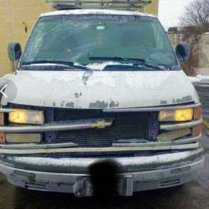 image of chevy work van before collision repair