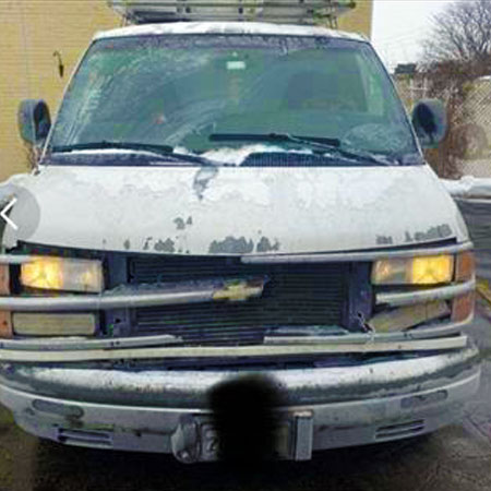 image of chevy work van before collision repair
